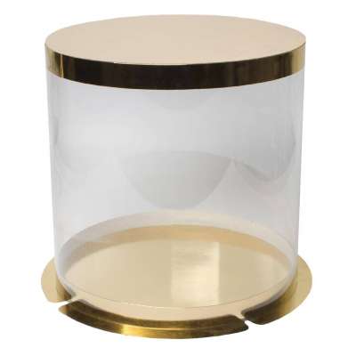 Упаковка для торта круглая ТУБУС золото 300х290 мм