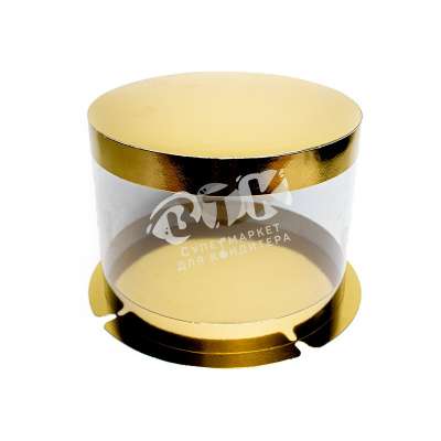 Упаковка для торта круглая ТУБУС золото 200х150 мм