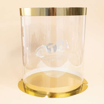 Упаковка для торта круглая ТУБУС золото 350х220 мм